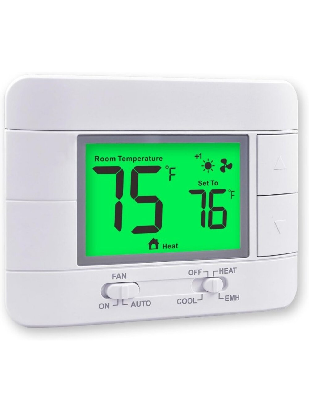 Non-Programmable Heat Pump Thermostat for Home, 2 Heat/1 Cool, Temp & Humidity